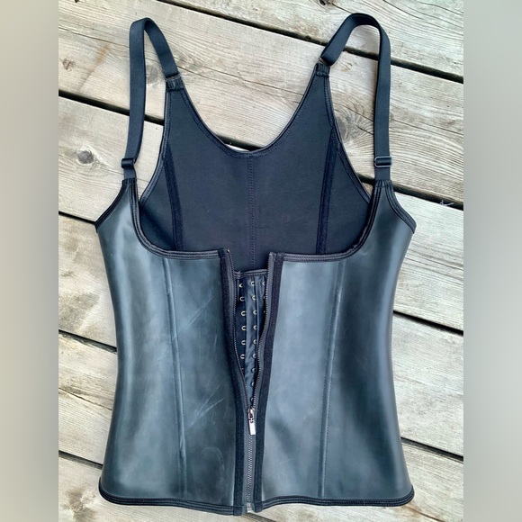 Other - Black Rubber Corset Top – Gothic Cyberpunk Clubwear Size M (Runs Small)